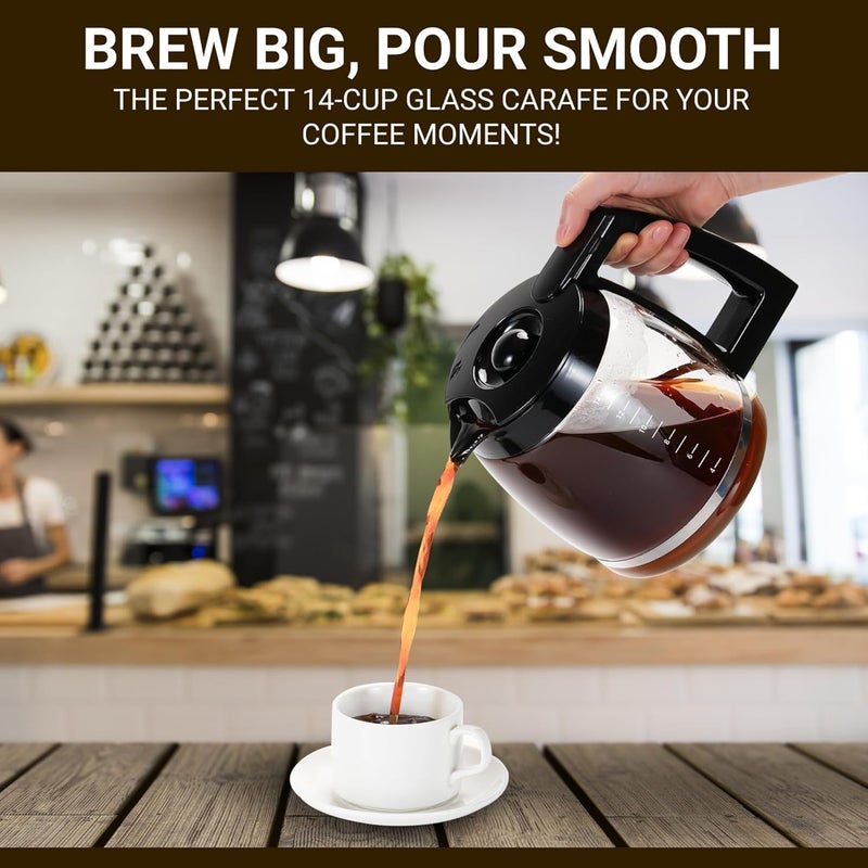 COSPARX 14-Cup Replacement Carafe Compatible with Cuisinart Coffeemakers: DCC-2200, DCC-2600, DCC-2800, DCC-3200, DCC 3200P1 Model# DCC-2200RC - Image 3